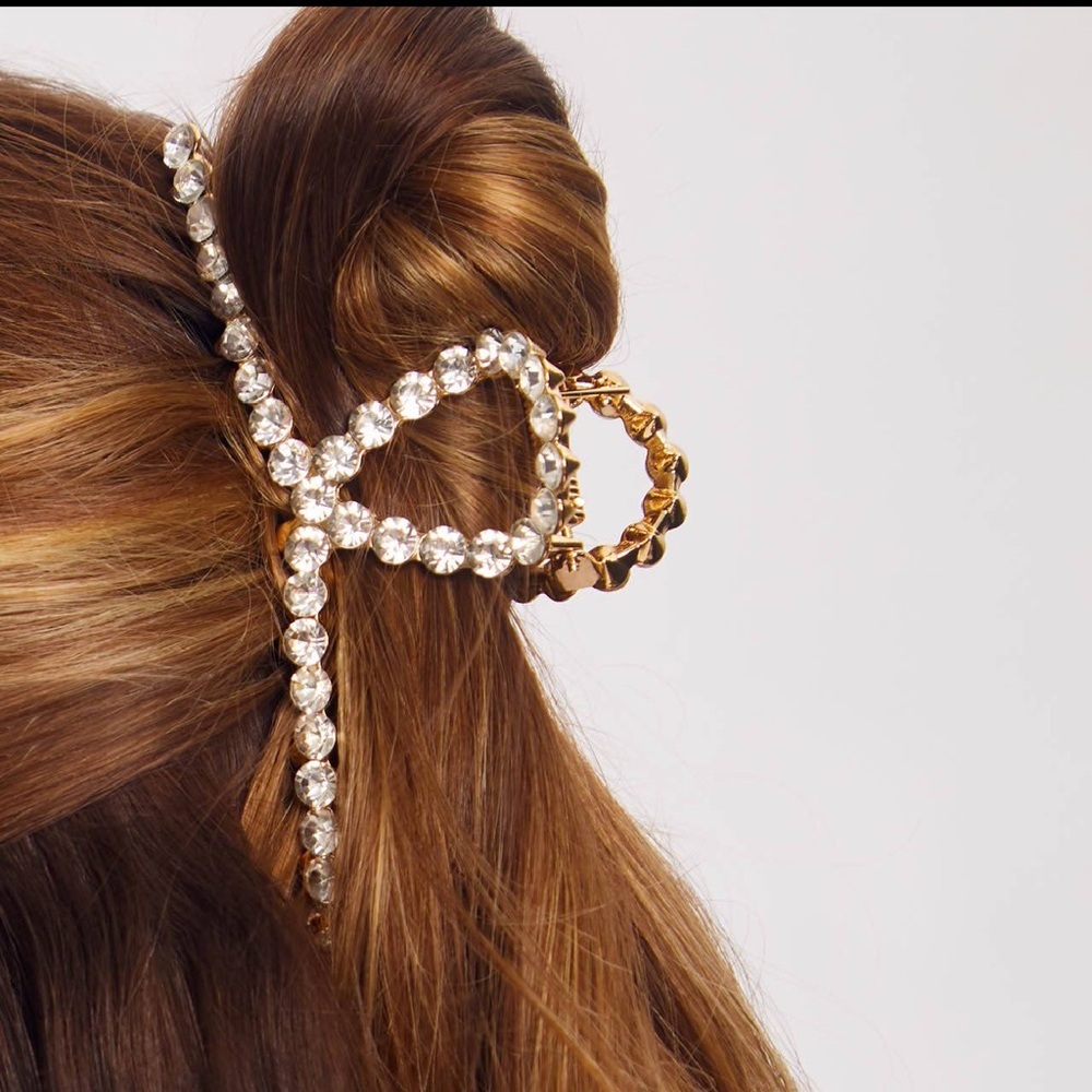 NWT Gold Metal Rhinestone Loop Claw Clip
